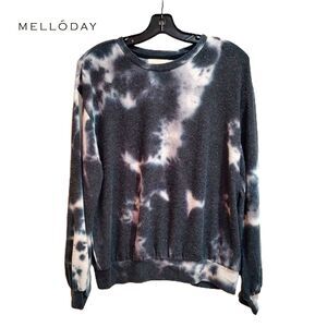 MELLODAY Blue Tie Dye Dolman Sweatshirt Relaxed Fit M | NWOT